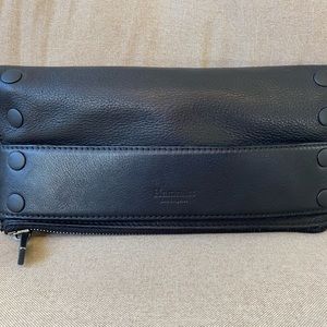 Hammitt ryan black leather clutch crossbody shoulder bag black matte rivets